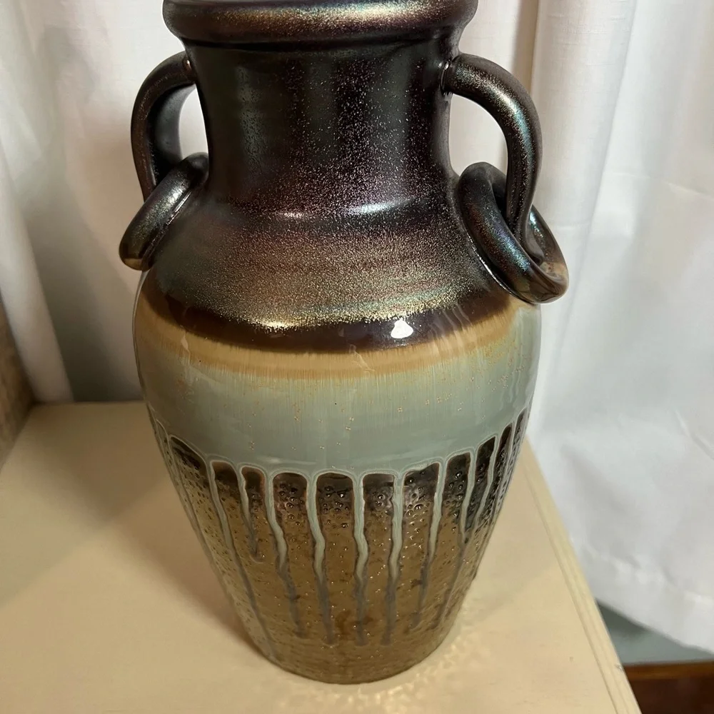 Beautiful Vintage Pottery Brown Green and Copper Glazed Base
